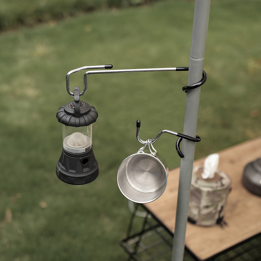 户外露营灯杆挂钩多功能野营防滑回形灯架挂钩铁艺猪尾巴置物钩