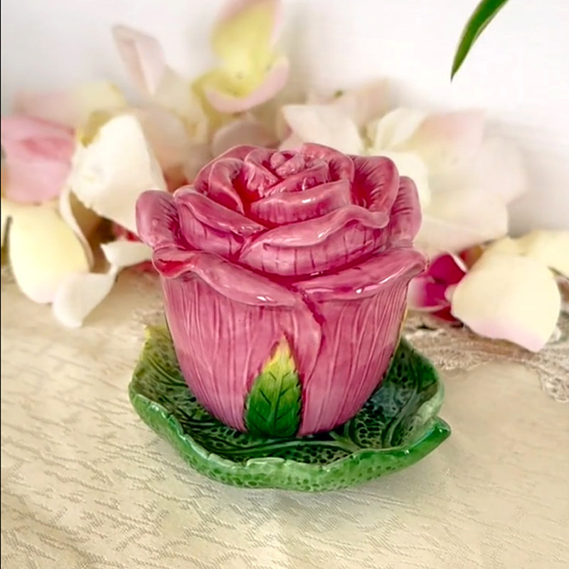 紫玫瑰牙签筒餐桌茶几装饰实用摆件棉签罐牙签罐家居用品陶瓷手绘,餐饮具,牙签筒,淘宝优惠券,粉丝福利购,淘宝优惠卷