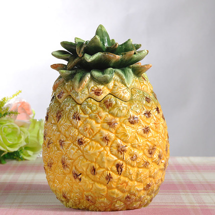 Pineapple Storage Jar, Home Snack Jar, Candy Jar, Dessert Jar, Fruit Decoration, European-Style Ornament, Ceramic Decoration