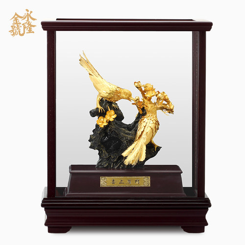 轻奢足金金箔婚房摆件新婚金婚