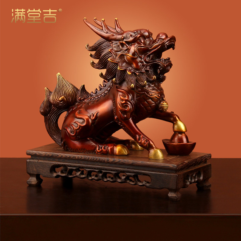 全铜招财麒麟摆件家居客厅装饰品