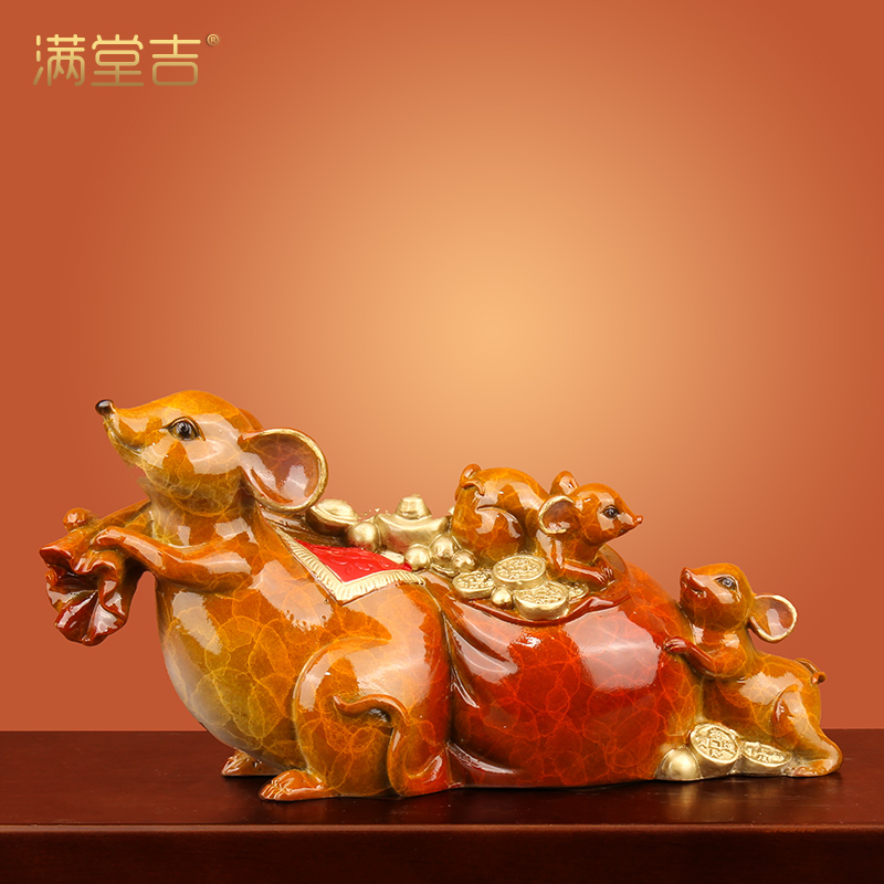 满载而归铜老鼠摆件家居小工艺品