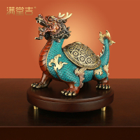 《财富荣归》纯黄铜八卦金钱龟摆件招财龙头龟神兽客厅酒柜装饰品