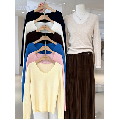 秋冬爆款无缝一体羊绒针织打底衫