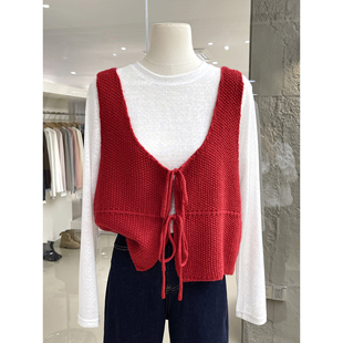 反复搭配穿不腻系带设计针织马甲背心2026早春新品 层次感穿搭上衣