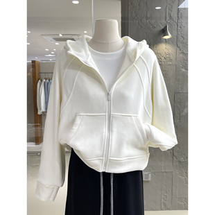 LuLu同款双面奥粒绒连帽拉链卫衣外套新款保暖百搭运动风开衫上衣