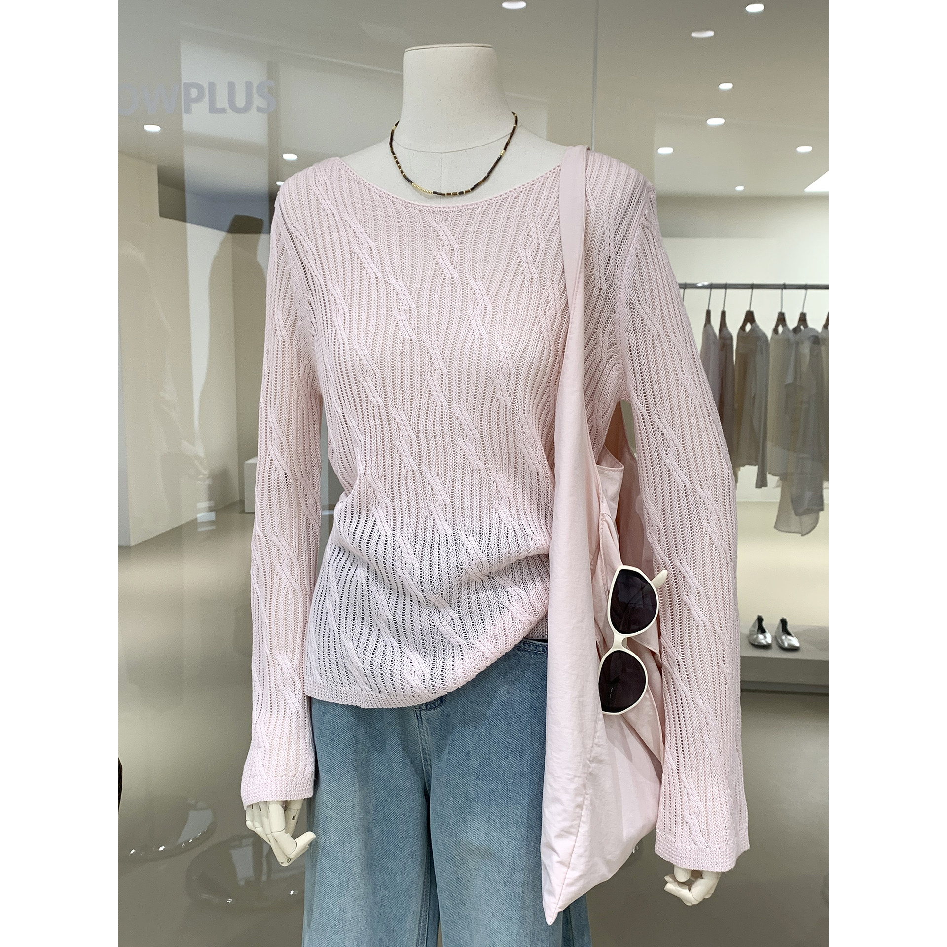 极简风肌理感纯色长袖针织衫早春女装2026新款修身显瘦罩衫上衣