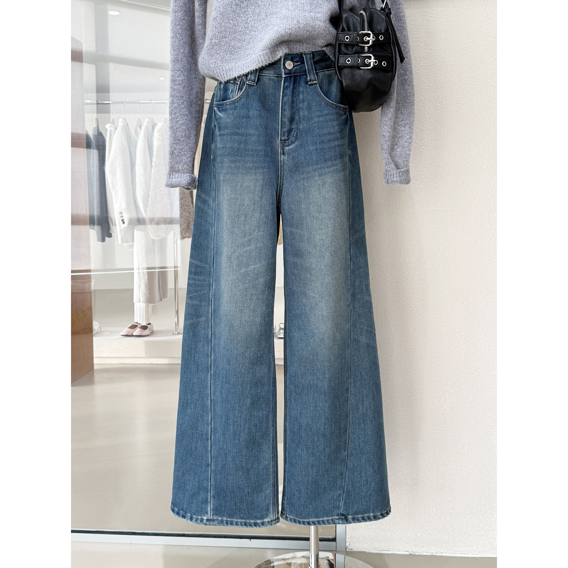 超百搭街头风廓形感阔腿牛仔裤