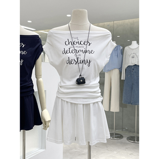 A字半身裙两件套配项链Q263 T恤 清仓捡漏不TUI不换 字母短袖