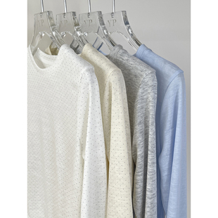 万物皆可搭小波点圆领长袖 T恤2026早春新舒适莱赛尔凉感亲肤上衣