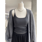 秋冬柔软糯叽叽精品羊绒吊带背心一体胸垫舒适百搭薄绒打底衫 上衣