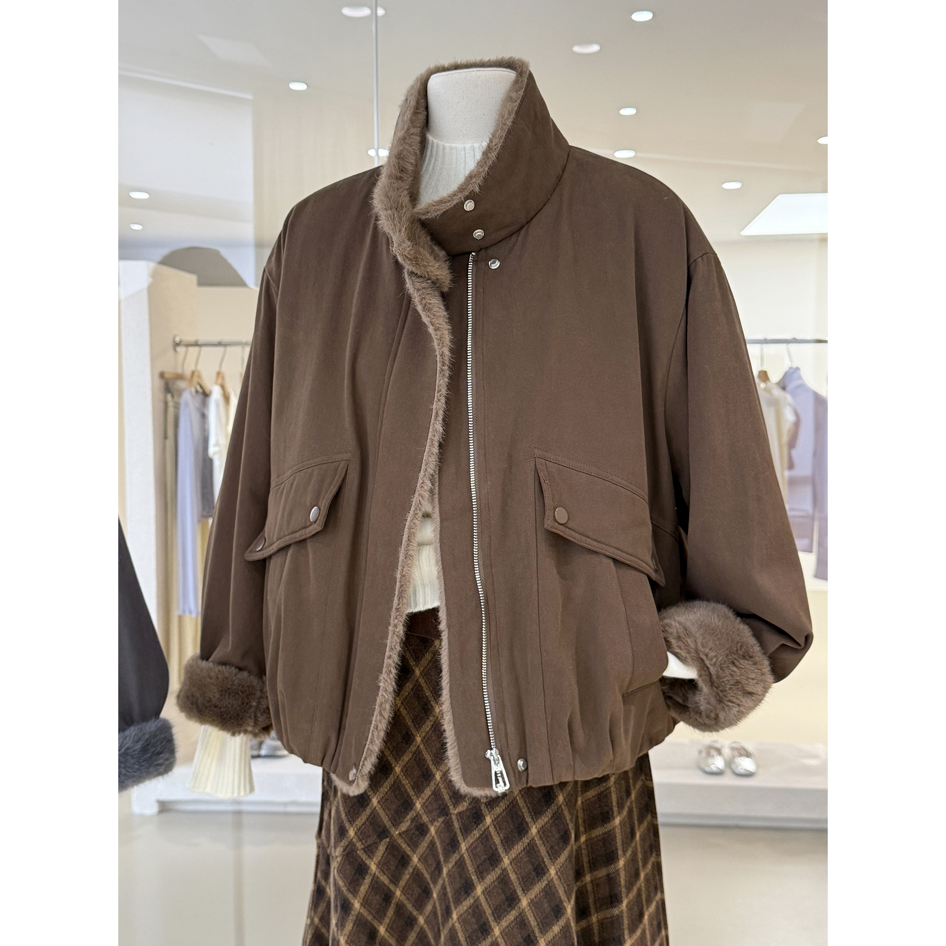 复古工装加厚版水貂绒夹克衫外套