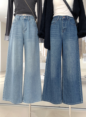 wan能搭子！复古高腰宽松直筒牛仔裤2026新款遮胯显瘦显腿直裤子