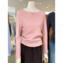 无缝一体工艺可一字肩船领纯色羊绒针织衫 秋冬刚需保暖内搭打底衫