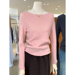 无缝一体工艺可一字肩船领纯色羊绒针织衫 秋冬刚需保暖内搭打底衫