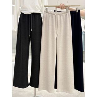 秋冬软糯舒适宽松直筒加绒休闲裤2025新款流行爆款百搭遛弯糯米裤