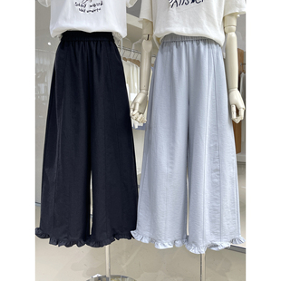 藏肉显瘦九分裤 小个子甜美木耳边宽松阔腿棉麻休闲裤 2026春夏新款