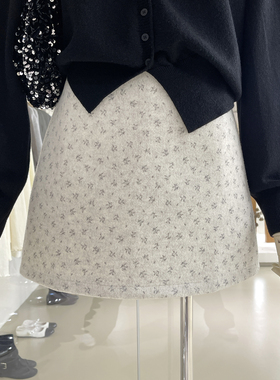 清仓捡漏不TUI不换！A字碎花半身裙甜美百搭显瘦毛呢短裙Q263