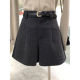 百搭靴裤 简约气质设计感高腰A字毛呢阔腿短裤 2025秋冬新款 配腰带