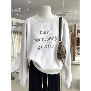 清仓捡漏不TUI不换！日常百搭款简约字母刺绣圆领加绒卫衣Q263