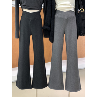 软糯舒适显瘦百搭运动瑜伽裤 暖暖一体绒交叉腰微喇休闲裤 秋冬新款