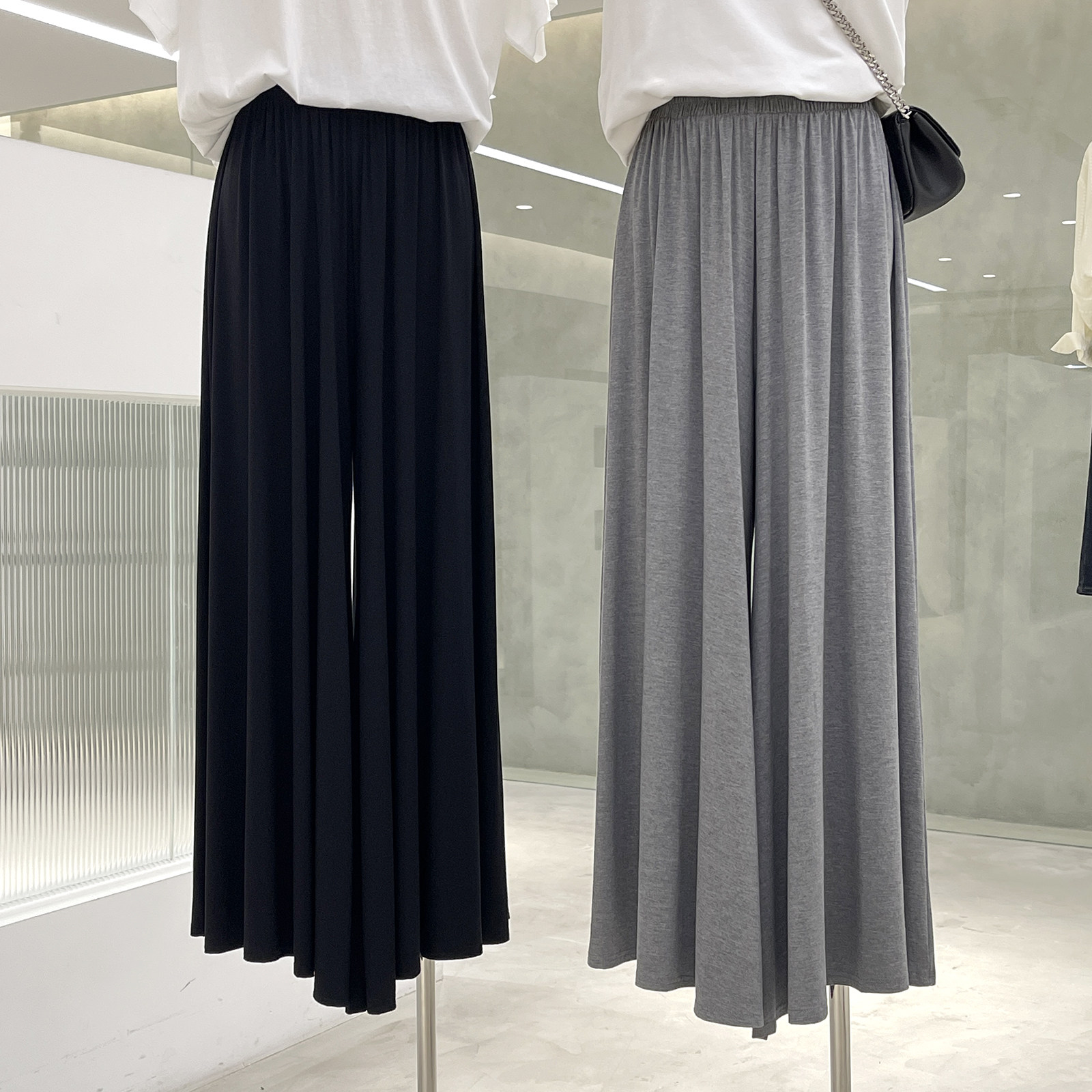女神氛围感莫代尔休闲裙裤女装春夏新款垂感亲肤显瘦高挑阔腿长裤