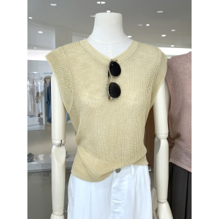 辣妹小心机绑带露腰设计针织无袖背心小衫夏季新品独特显瘦女人衫