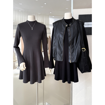 极简气质女神感半高领针织连衣裙