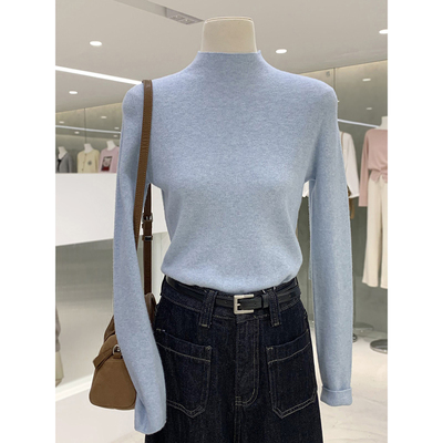 软糯半高领无缝一体羊绒针织衫