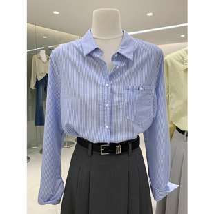 清爽盐系 经典气质条纹防晒长袖衬衫透气薄款小宽松休闲衬衣早秋