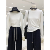 衣橱BI备基础款 柔软糯叽叽纯色小上衣 2025早秋新品 圆领长袖 打底衫