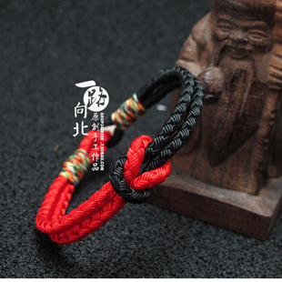 绳结纪编织定制黑绳红绳手链情侣男女菩提银扣五彩莫相离红手绳