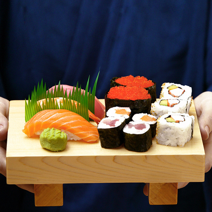 长方火锅台烤肉小吃点心盛器寿司台寿司盛台日本料理刺身木制品