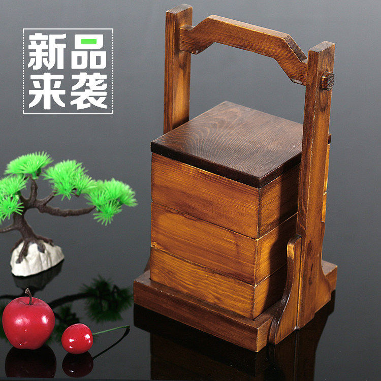 正方多层木手提盒创意多功能木盒图片
