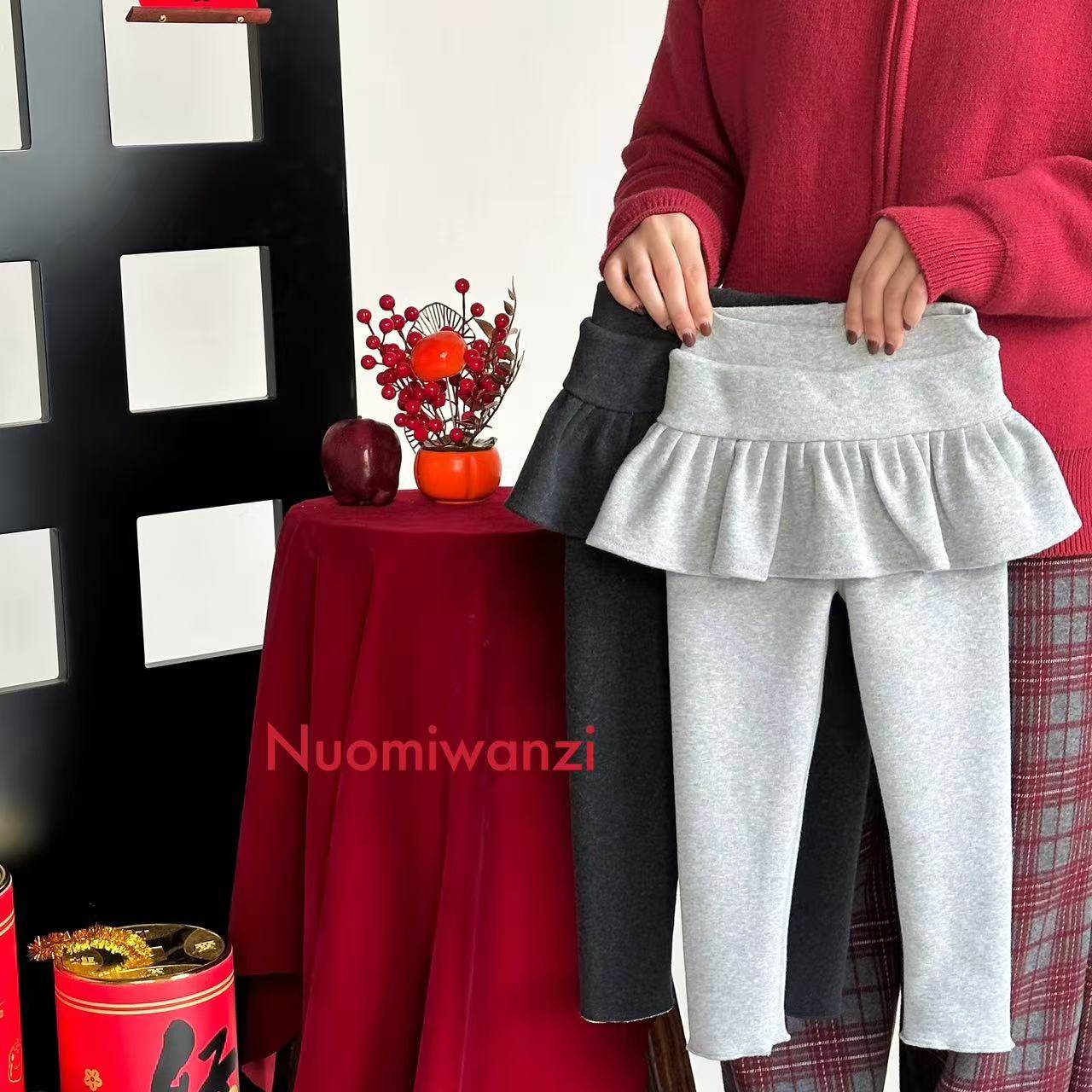 糯米丸子童装女童裤子2025冬款儿童韩版百搭假两件花边加绒打底裤,童装/婴儿装/亲子装,打底裤,淘宝优惠券,粉丝福利购,淘宝优惠卷