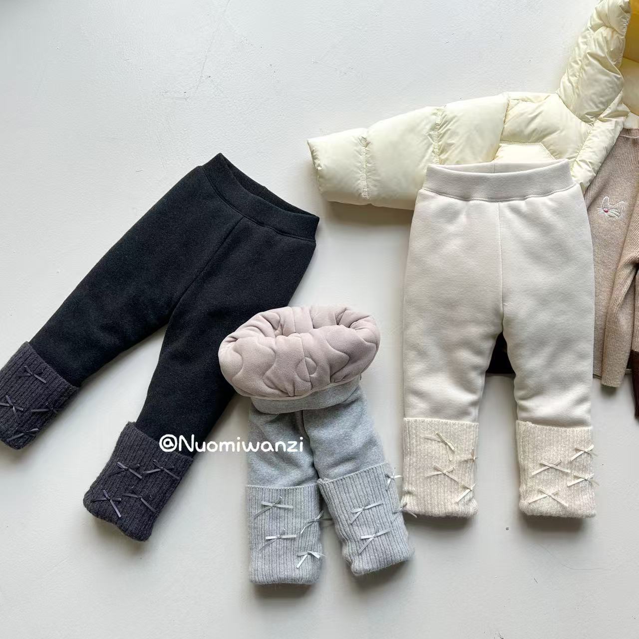 糯米丸子儿童打底裤2025年冬款儿童韩版百搭裤腿蝴蝶结打底裤