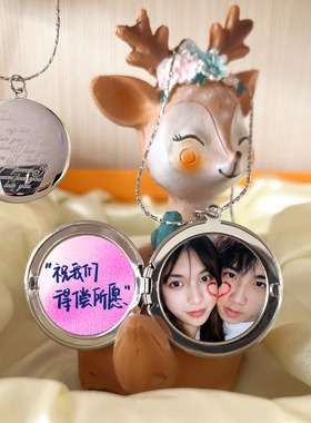 925银情侣项链定制照片生日礼物