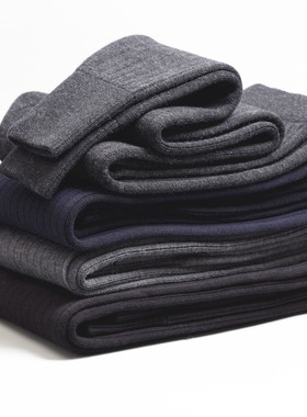 秋冬季男士精纺全弹力羊毛裤双层加厚中青老年羊绒裤保暖线裤大码