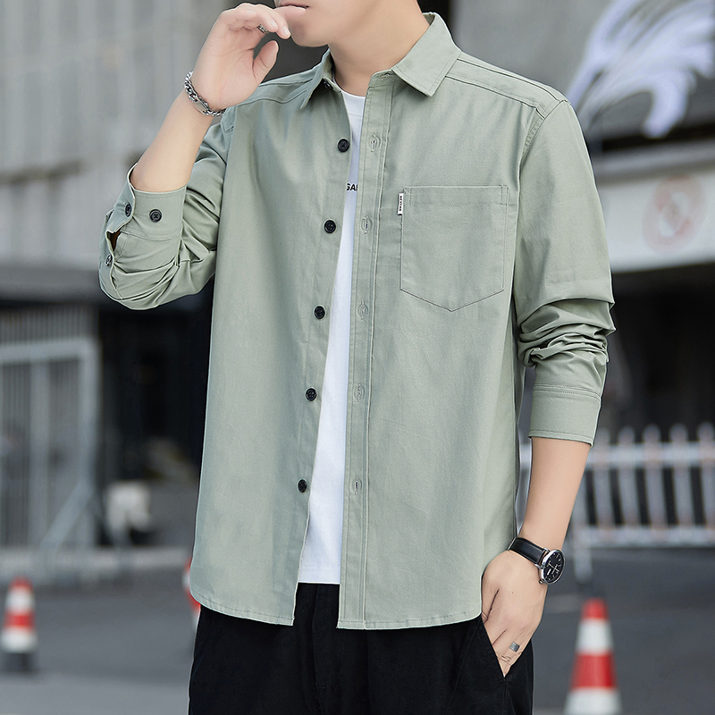 日系宽松纯棉长袖衬衫外套