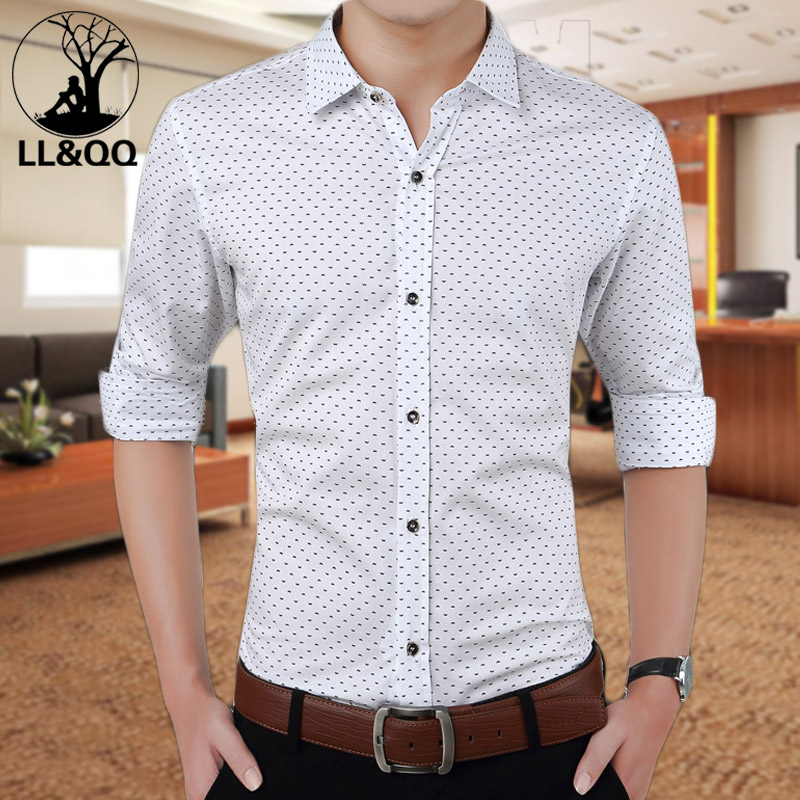 秋季纯棉衬衫修身男式