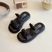 儿童鞋 女童外穿拖鞋 子 女宝宝蝴蝶结休闲一字拖鞋 夏季 2025新款 韩版