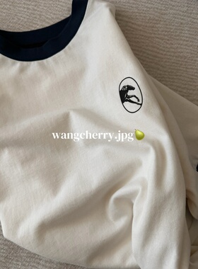 Cherry进口精梳棉/ 26K春夏 简约经典百搭宽松撞色印花短袖T恤女