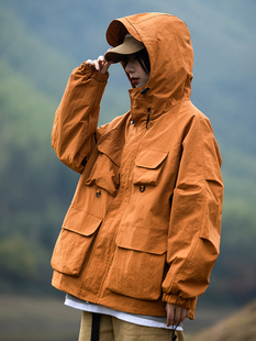 加厚保暖連帽沖鋒衣男寬松休閑夾克BF風棉服外套 秋冬山系戶外工裝