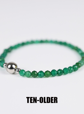 新中式天然绿玛瑙手链素雅国风素圈小米珠4mm切面清冷甜美手串