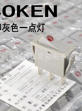 SOKEN 宁波万事达 船形开关 电源开关 RK1-11 猫眼 灰色一点灯