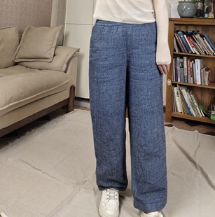 太暖和！加厚棉裤纯麻色织休闲老钱风直筒裤