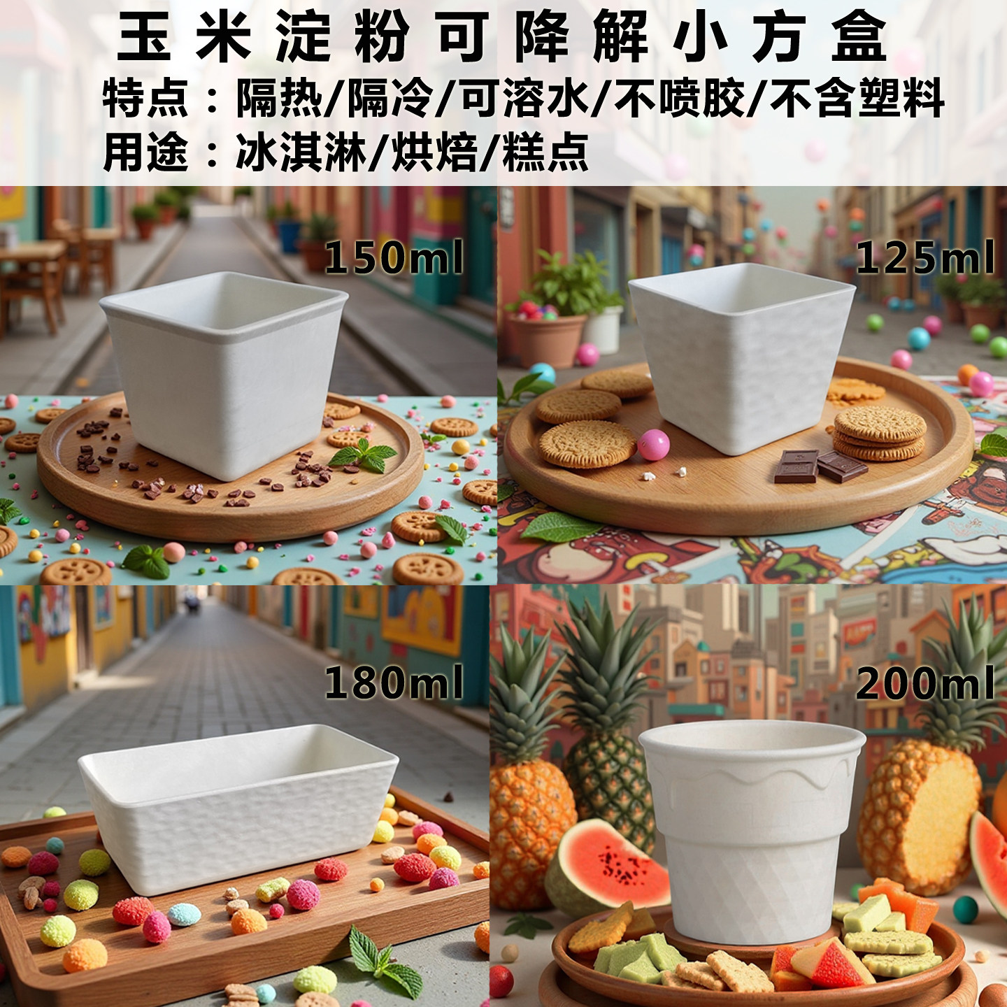 网红方形玉米淀粉可降解野人同款