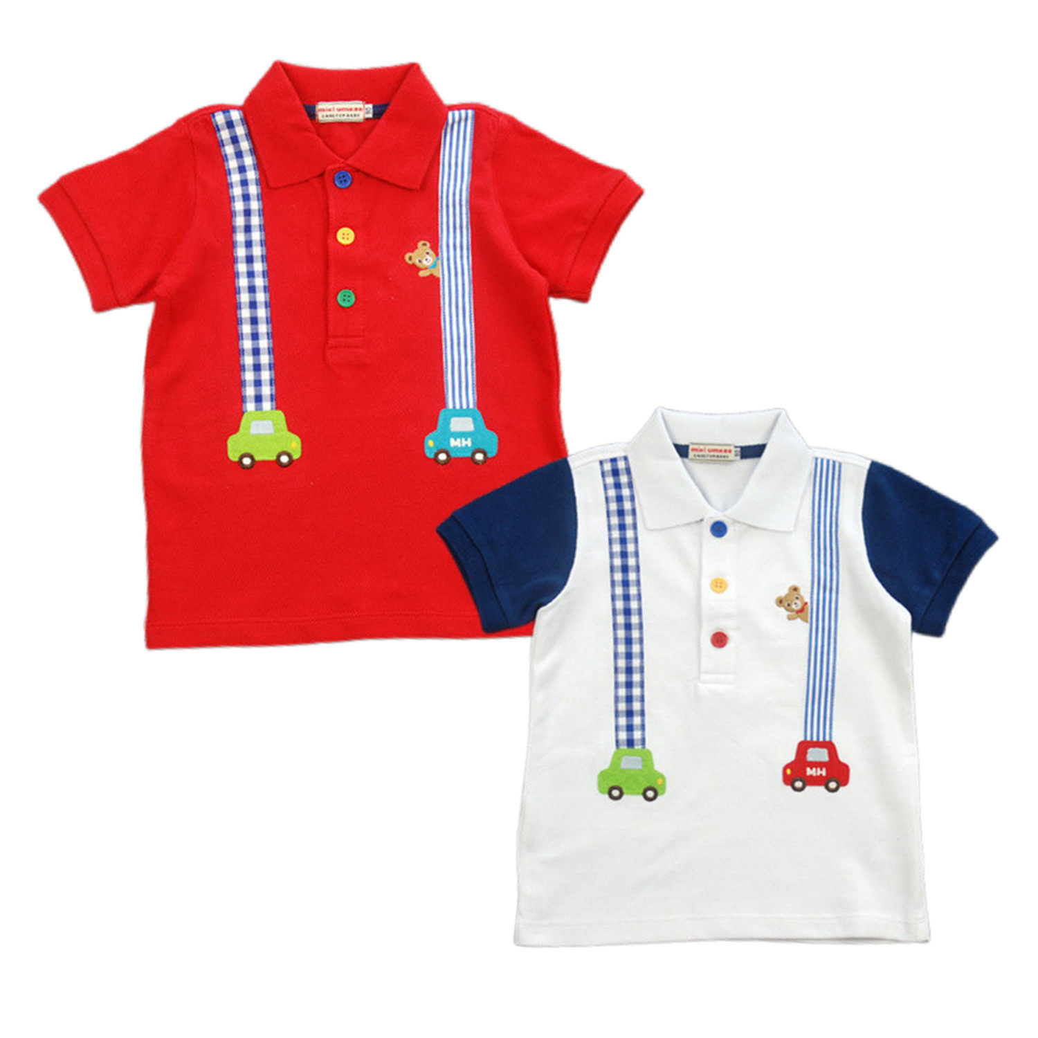 男童短袖polo衫t恤夏装日系童装儿童小汽车宝宝夏季衣服小童上衣