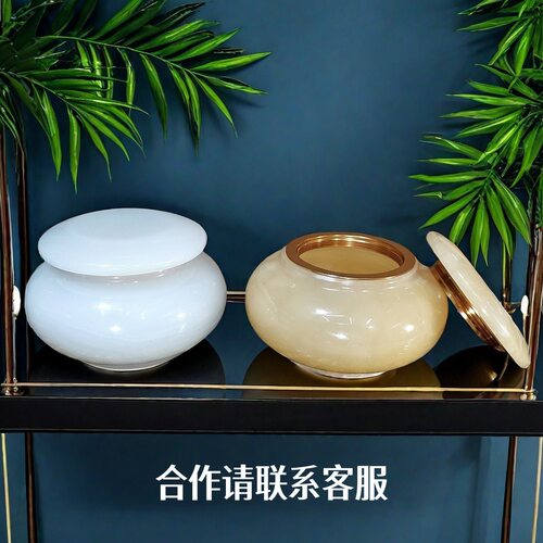 天然玉石骨灰罐宠物殡葬用品高档大理石骨灰收纳盒防潮密封
