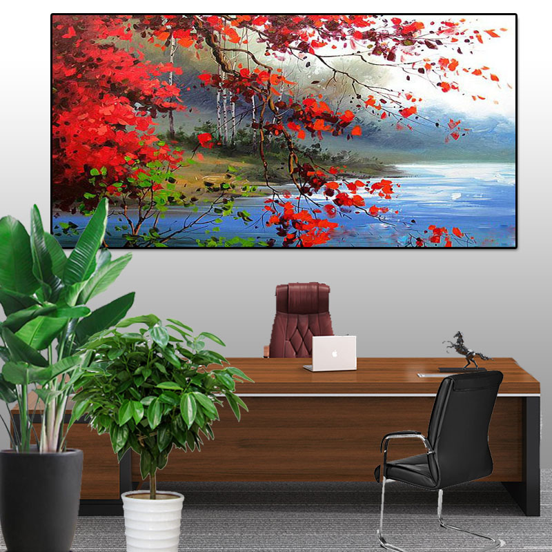 厚油风景装饰画无框画挂画手绘
